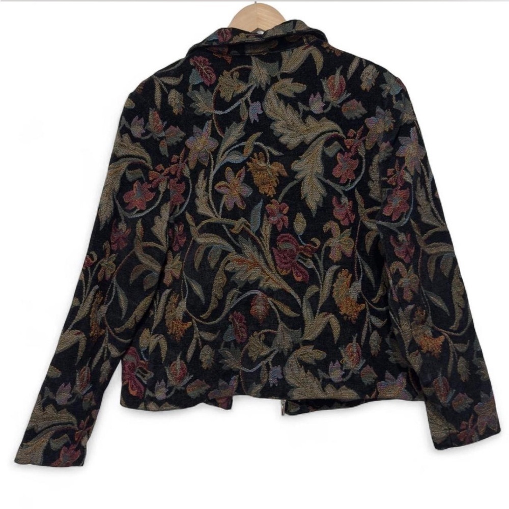 Moody Floral Tapestry Jacket Zip-Up Black Green Whimsigoth Grandmacore Fairycore - Picture 7 of 8